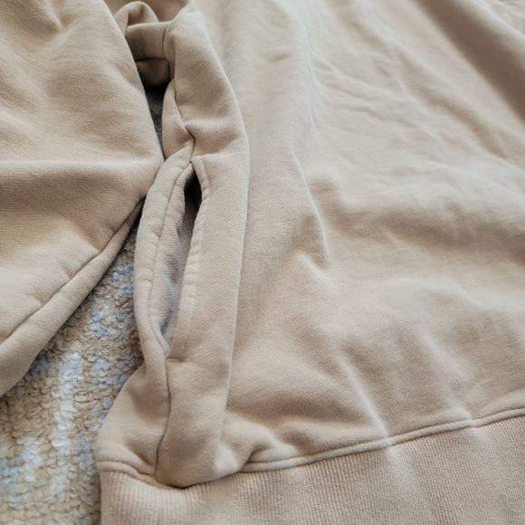 Nap Women's Boxy Oversized Turtleneck Sweatshirt Light Brown Pockets Small - Picture 3 of 9